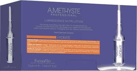 Лосьоны для волос:  FarmaVita -  AMETHYSTE HYDRATE LUMINESCENCE NUTRI LOTION Лосьон для сухих и ослабленных волос (12*8 мл)